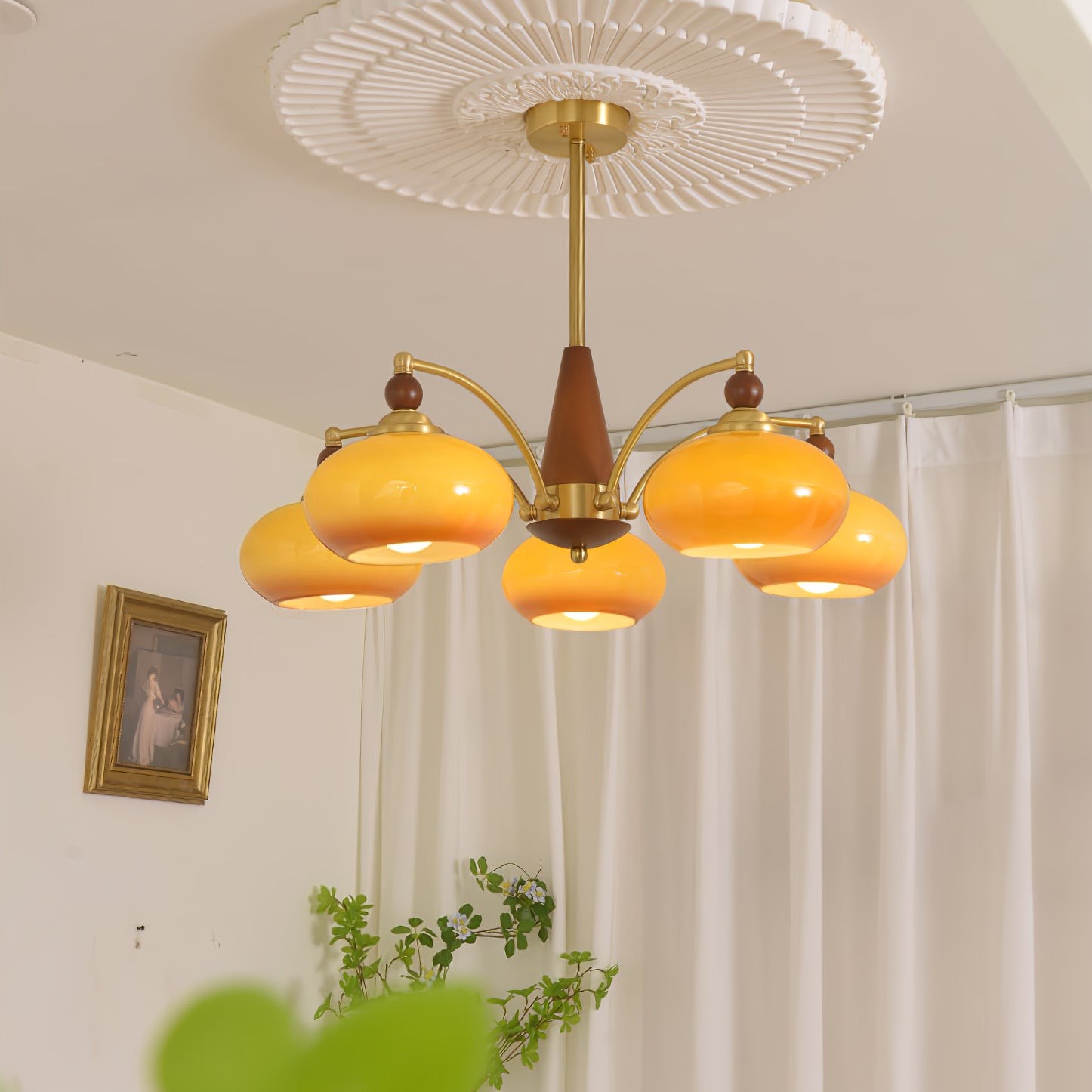 Vintage Multihead Persimmon Chandelier K623