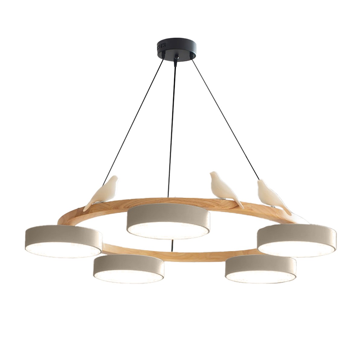 Nordic Wooden Bird Creative Round Chandelier K789