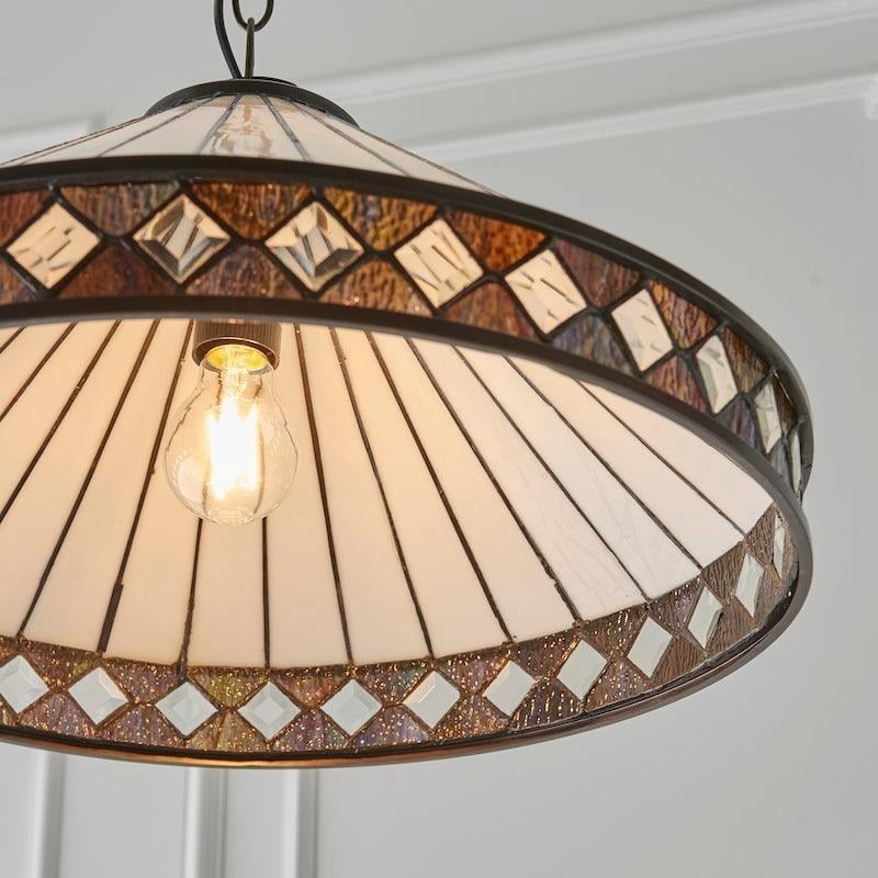 TF Fargo Pendant Light - Tiffany Style Lighting with an Art Deco Shade and Adjustable Chain K1938