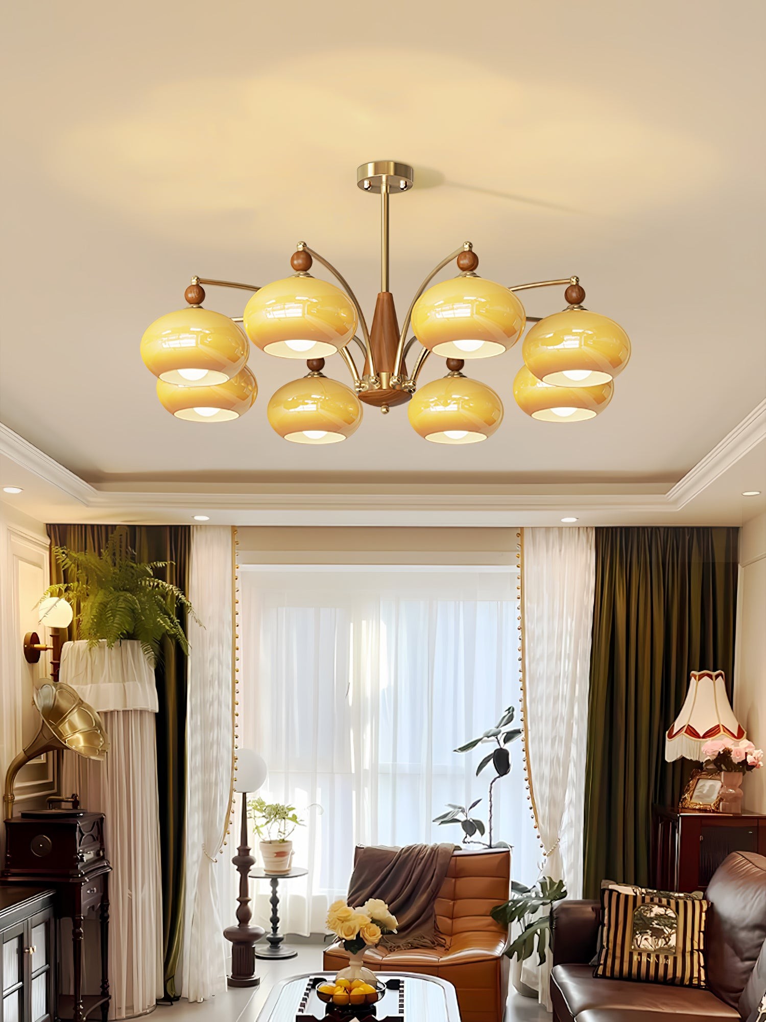 Vintage Multihead Persimmon Chandelier K623