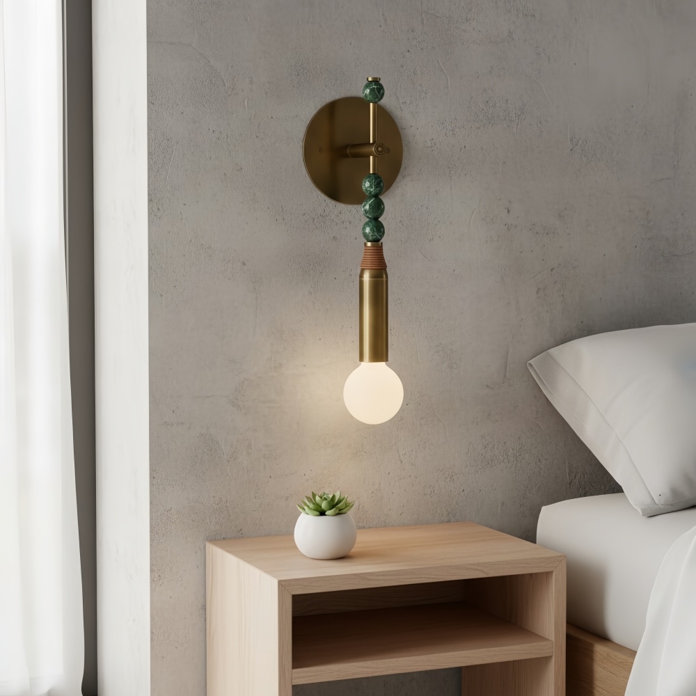 Dotmelle Contemporary Wall Lamp - Artistic Marble and Brass Wall Sconce for Bedroom or Entryway K2393