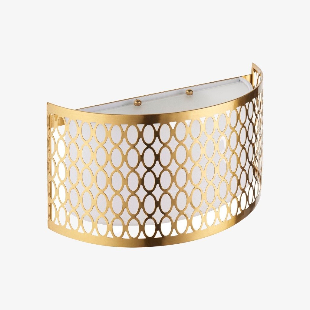 Liorin Fretwork Wall Light - Modern Curved Metal and Fabric Shade Sconce K1965