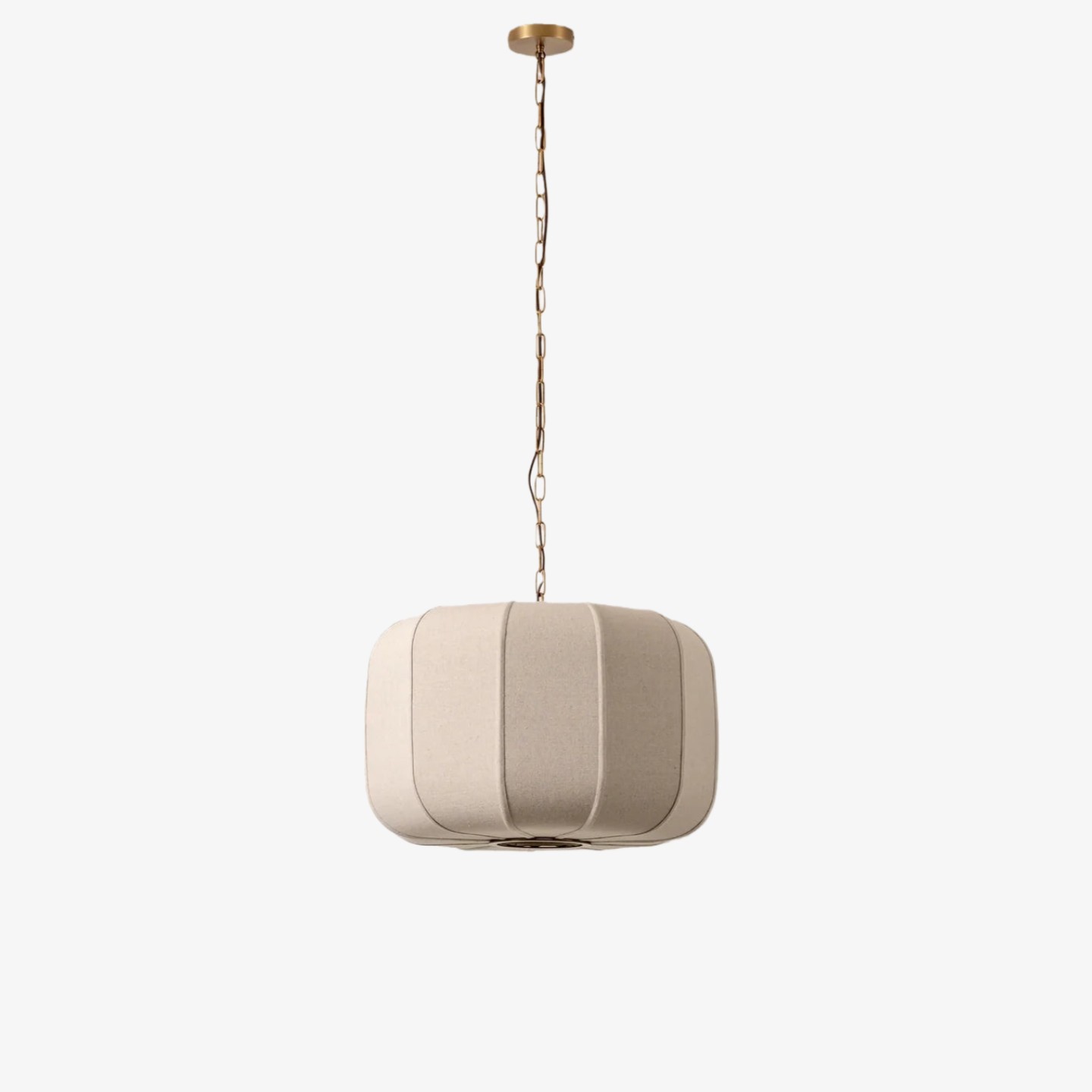 Loomis Tall Pendant - Textured Linen Shade Aged Brass Ceiling Light for Dining Room and Kitchen K2058