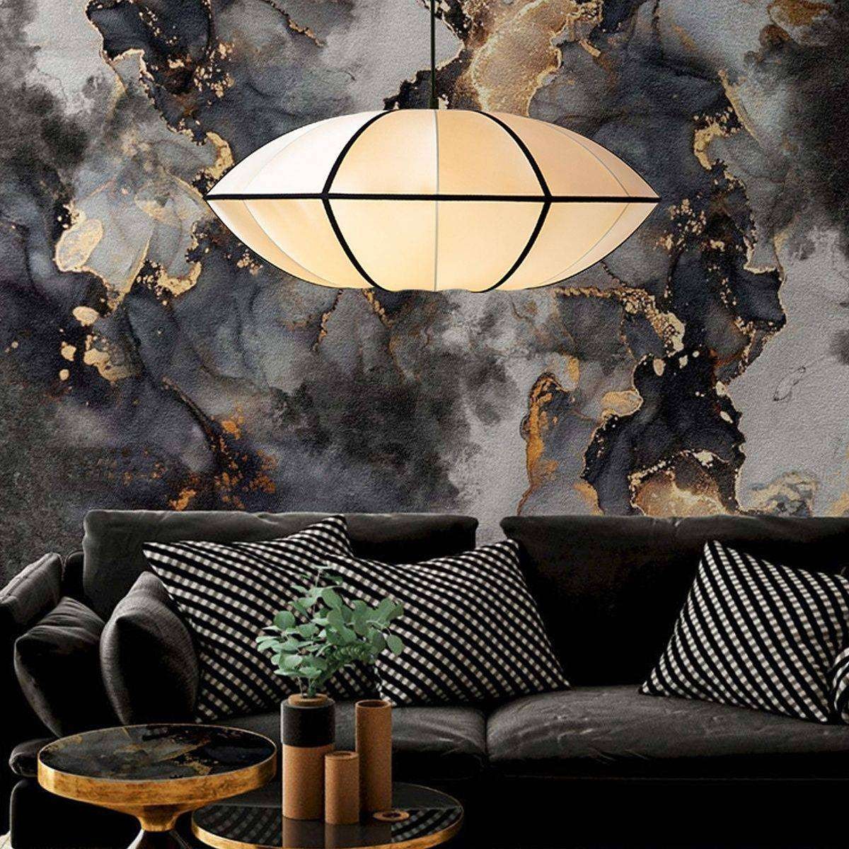Scandinavian Textile Bubble Pendant Light – Warm Ambient Illumination K127