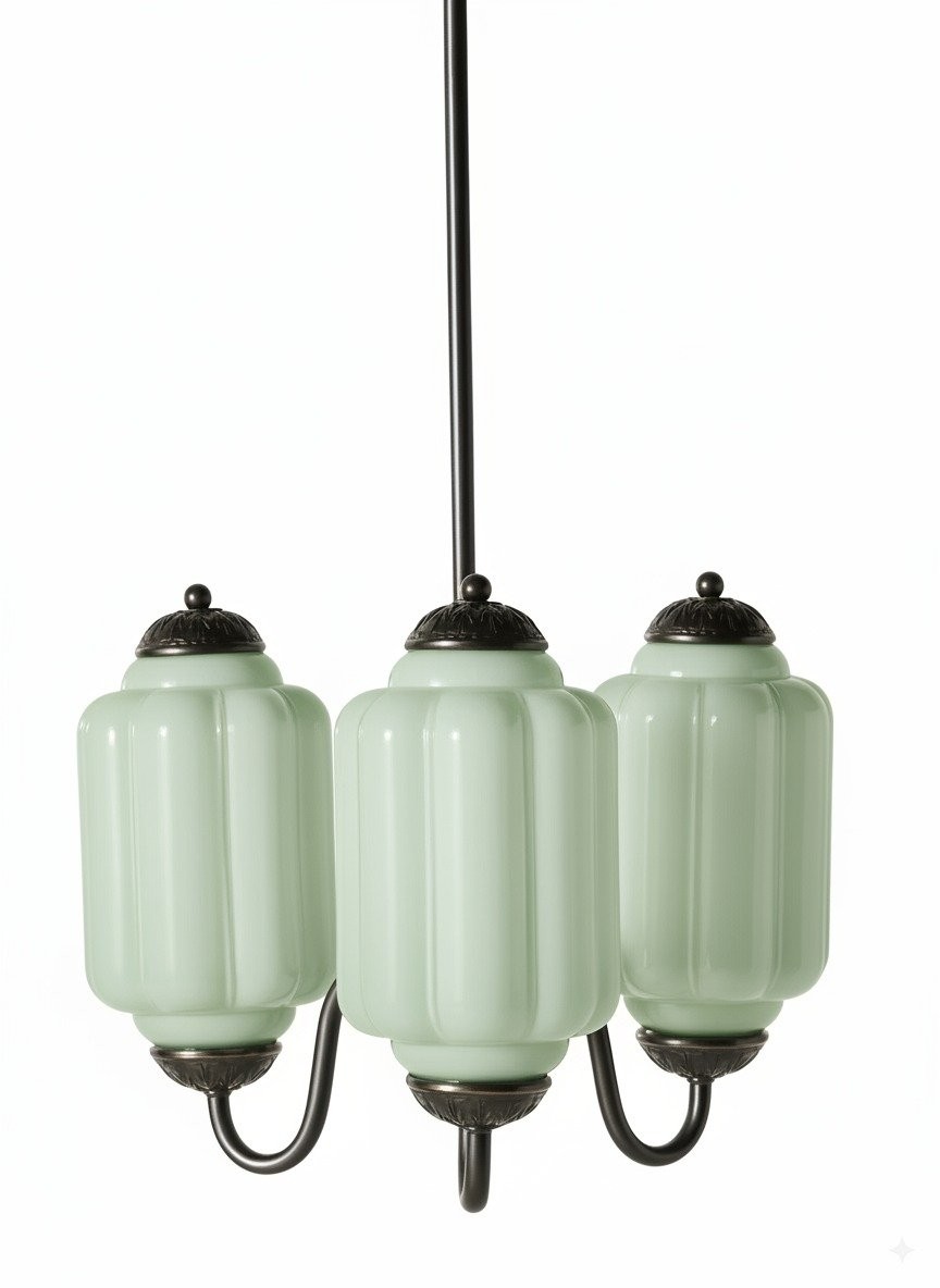 Eloise Classic Glass Pendant Light - Retro Glass and Metal Hanging Lamp for Kitchen Island Cafe K1475