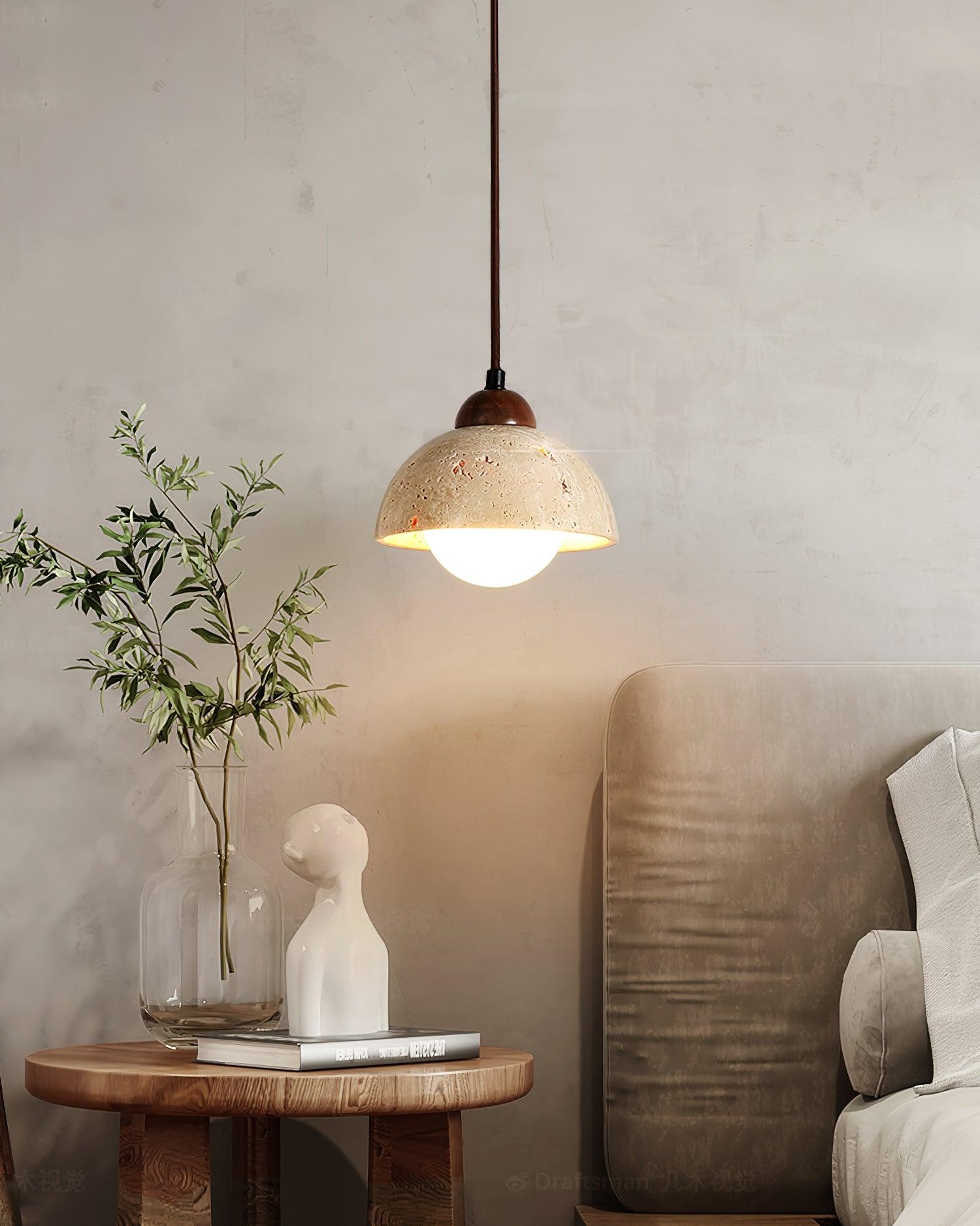 Yellow Travertine Wabi-Sabi Style Pendant Lamp K670