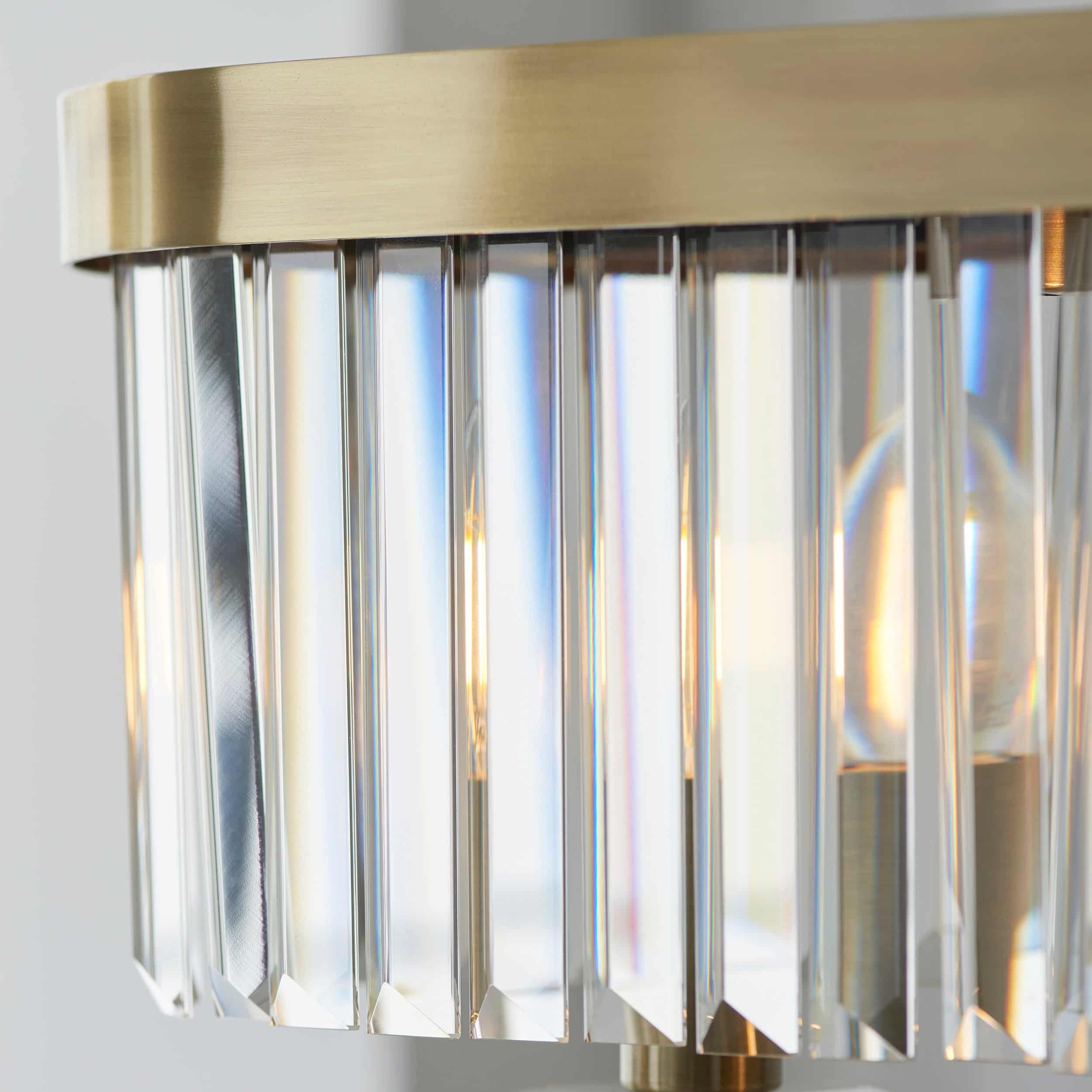 Beveline 4-Light Linear Ceiling Pendant With Cut Faceted Glass - Sleek Metal Frame For Dining K1825
