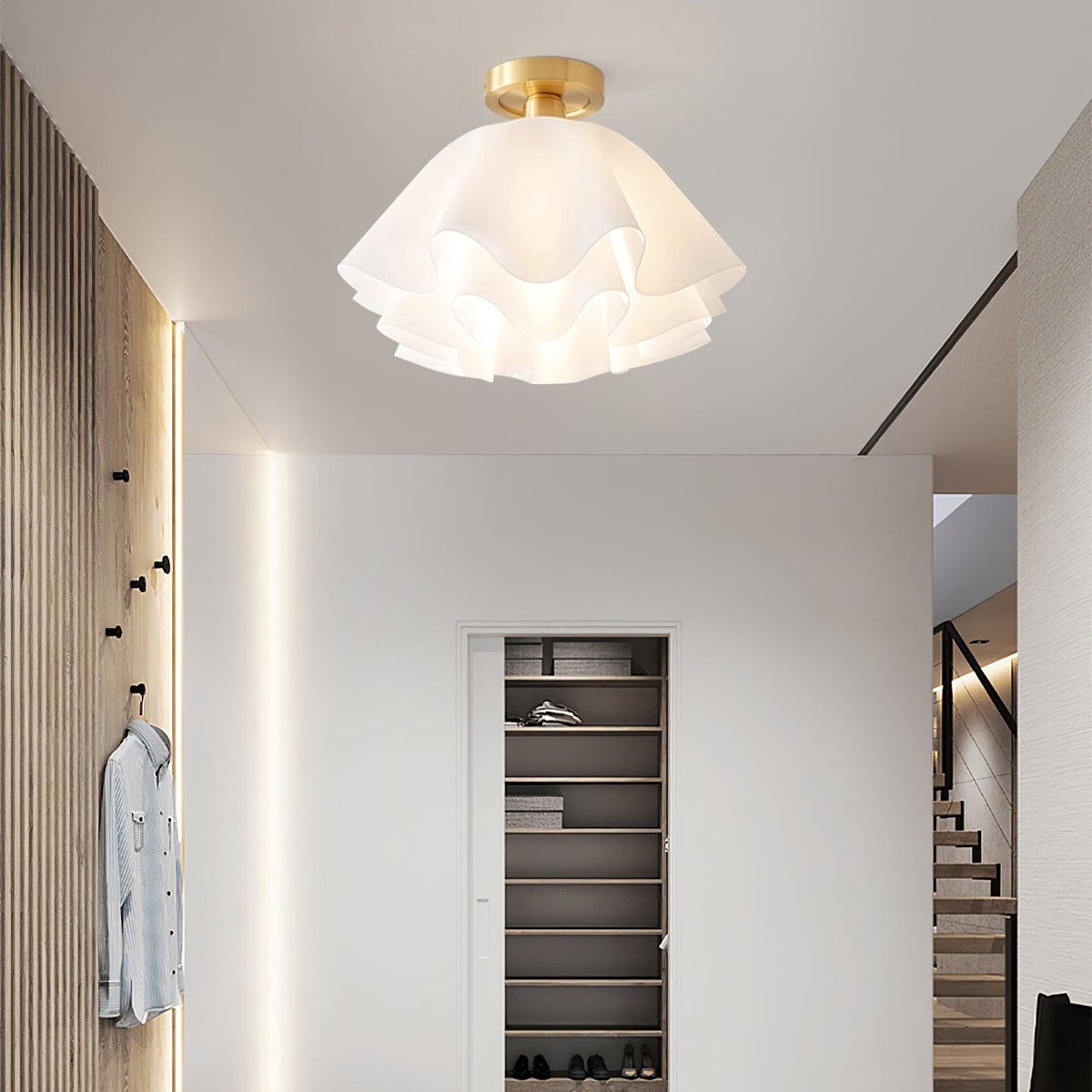 Lustra Pleated Retro Brass Acrylic Ceiling Light D959