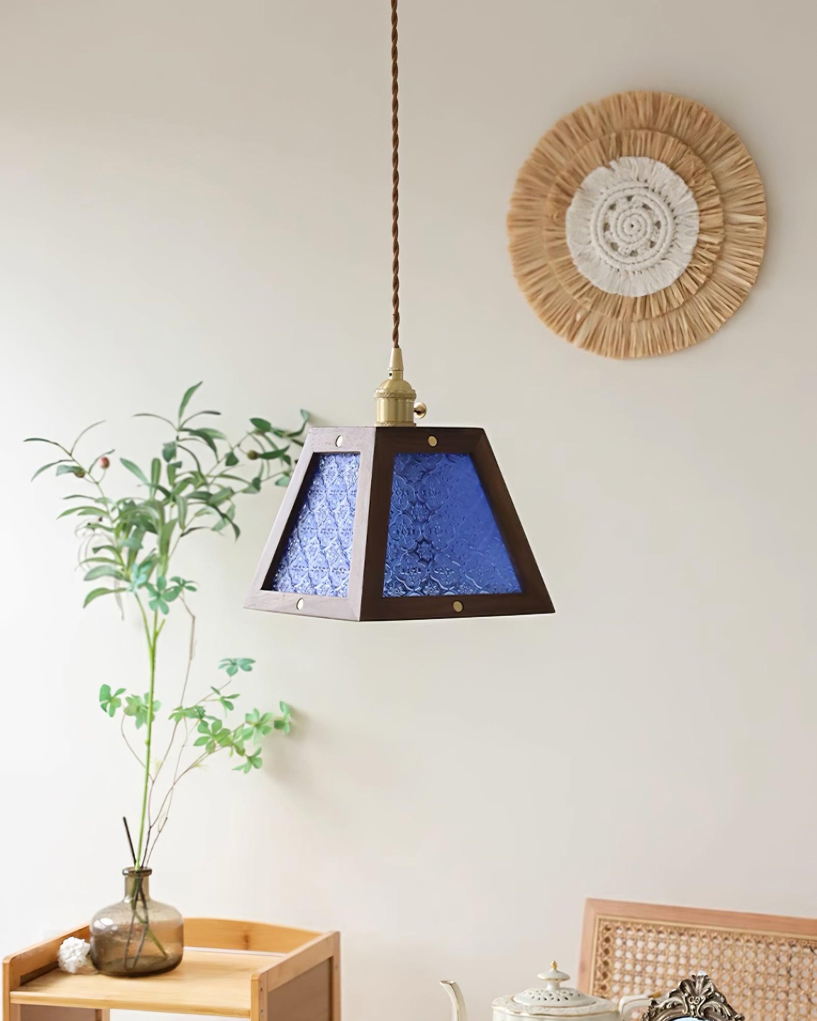 Retro Pattern Glass Pendant Lamp K288