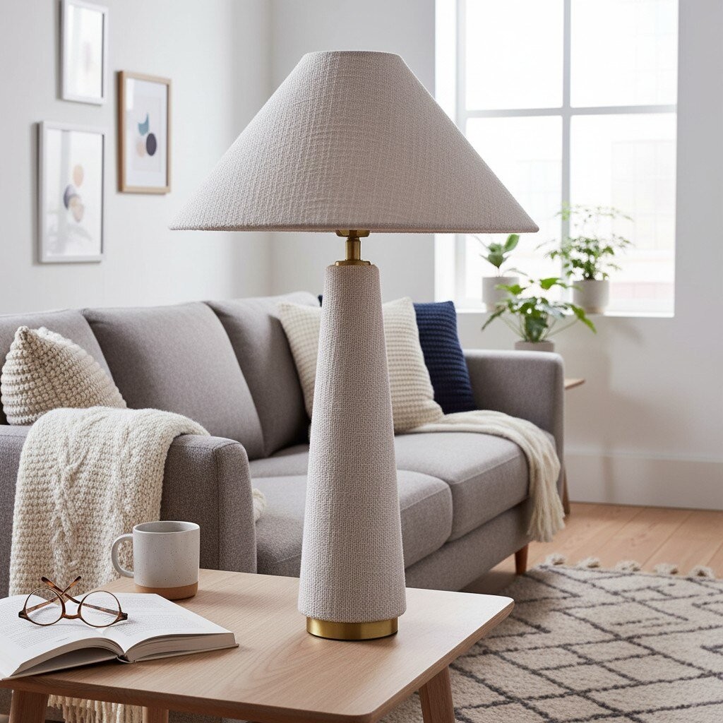 Ceruna Cone Shaded Table Lamp - Elegant Fabric for Living Room and Entryway K1667