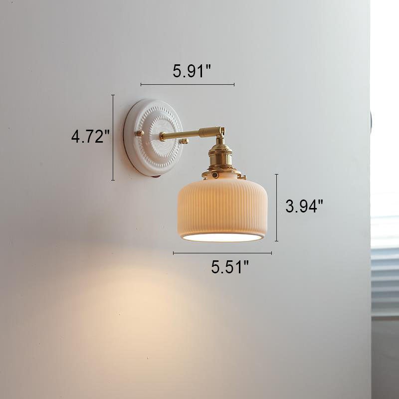 Vintage Japanese Ceramic Brass 1-Light Wall Sconce Lamp K1284
