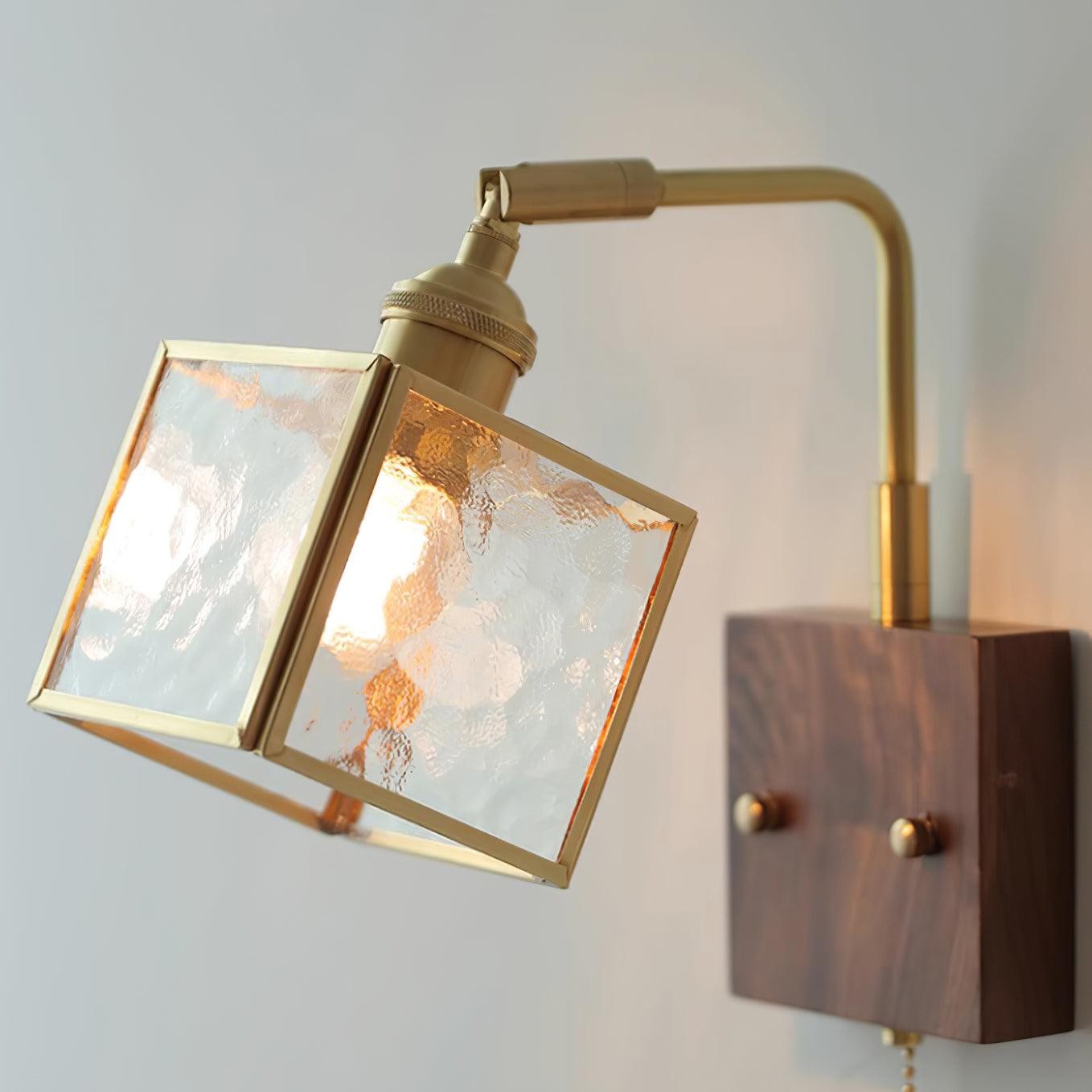 Square Glass Adjustable Wooden Wall Lamp K541