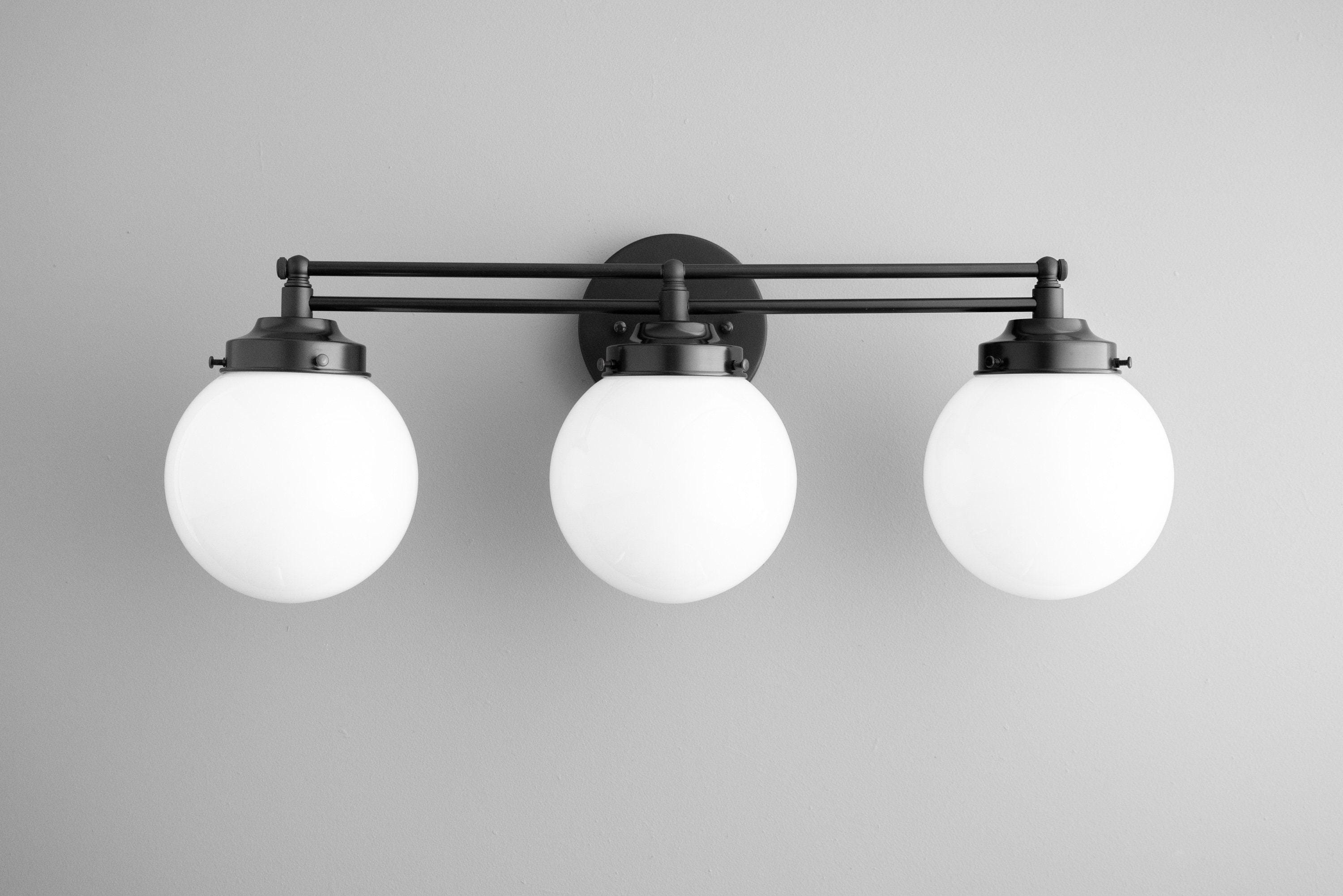 Glorica Glass Contemporary Vanity Light - 3 Light Globe Bathroom Fixture Opal Glass K1515