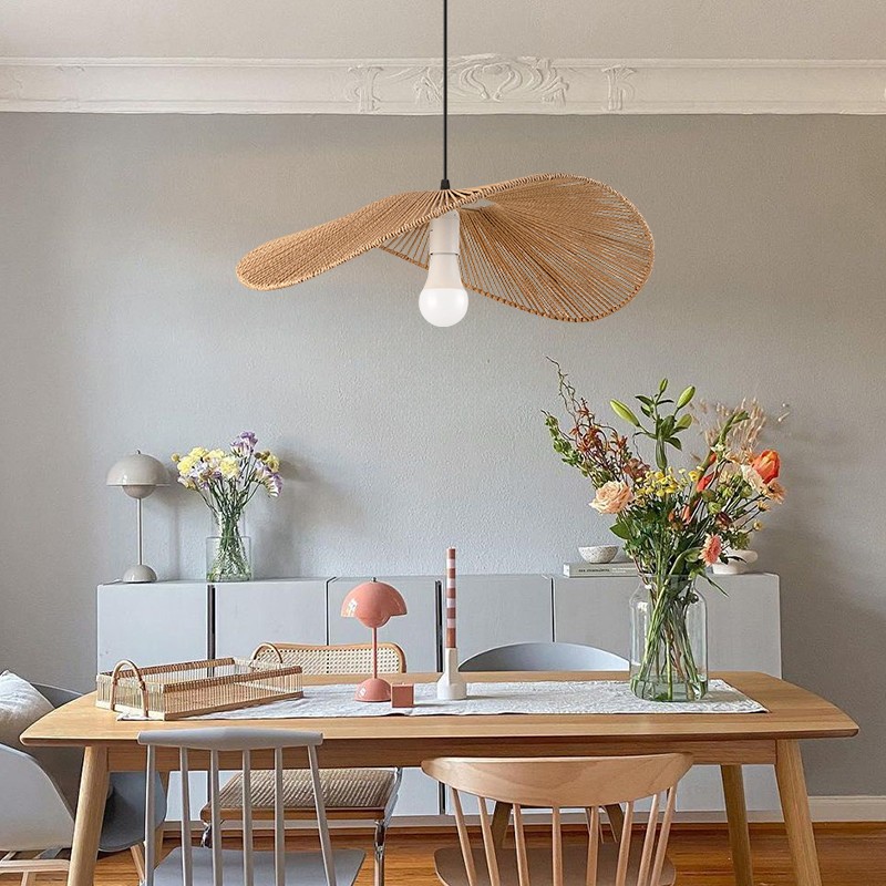 Wabi Sabi Straw Hat Rattan Pendant Light K70