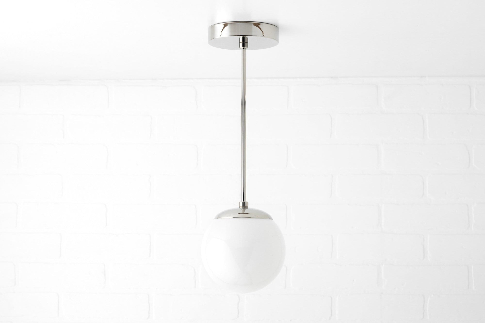 Glorica Glass White Globe Pendant Light - Mid Century Modern Glass Hanging Fixture K1450