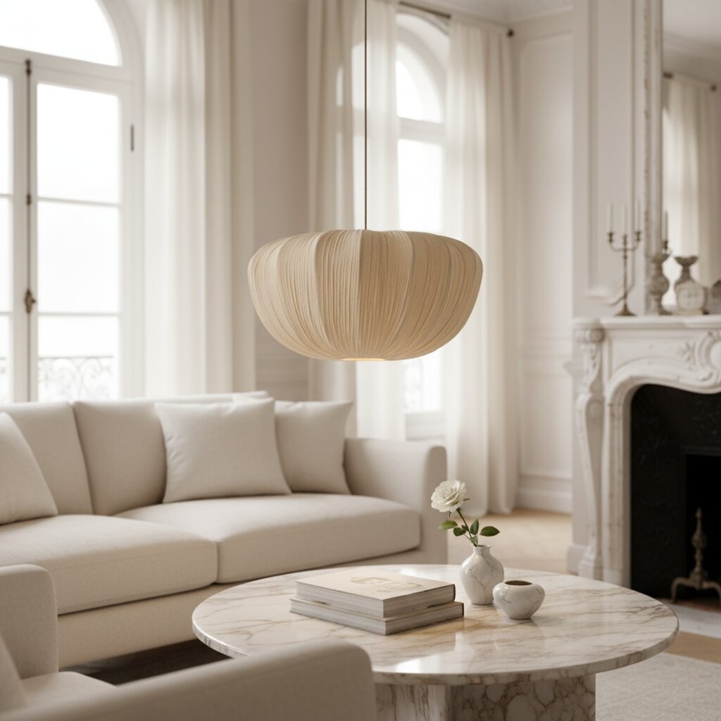 Linbron Linen Pendant Light - Soft Textile Finish Pendant Lamp for Home K2054