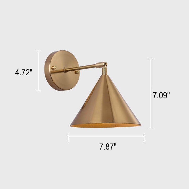 Modern Simple Iron Plated Brass Cone Round 1-Light Wall Sconce Lamp K1235
