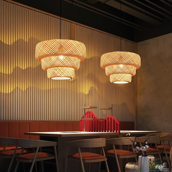 Boho Bamboo Pendant Light Fixture D897