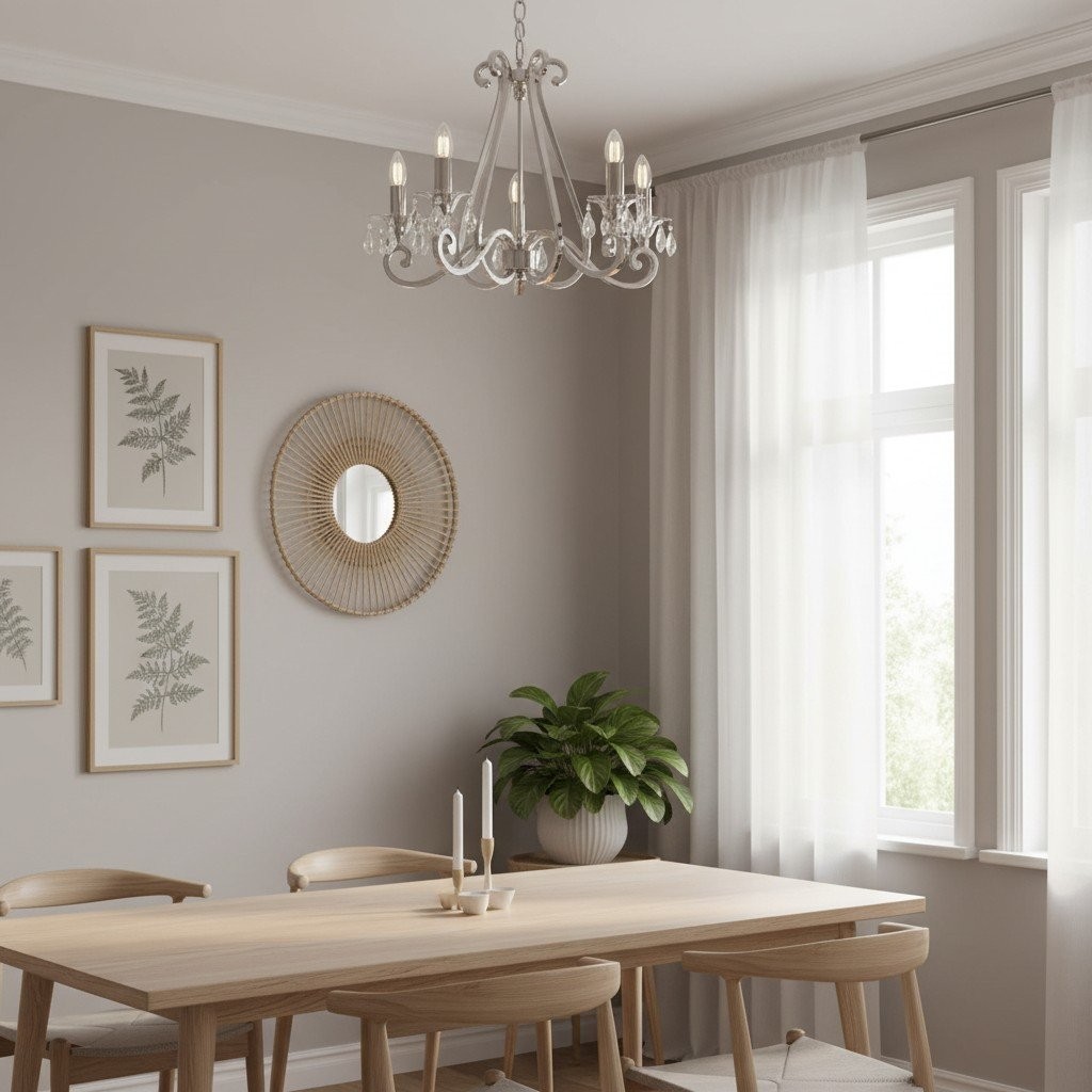 Talonis Crystal Chandelier - Traditional Candle-Style Brass and Nickel for Living Room and Dining Room K1930