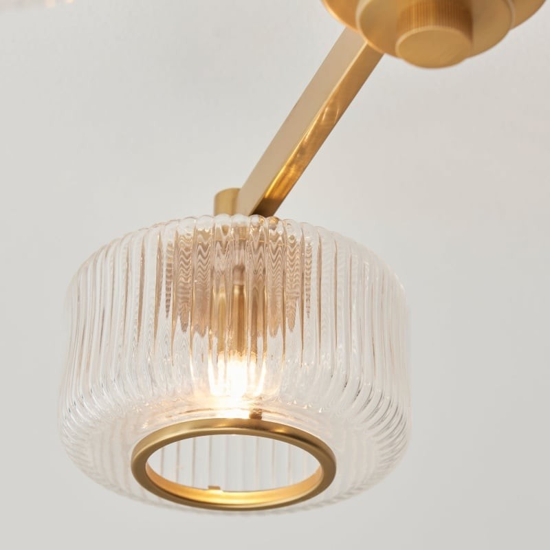 Canovus Chandelier with Ribbed Glass - Industrial Metal Living Room Light K1999
