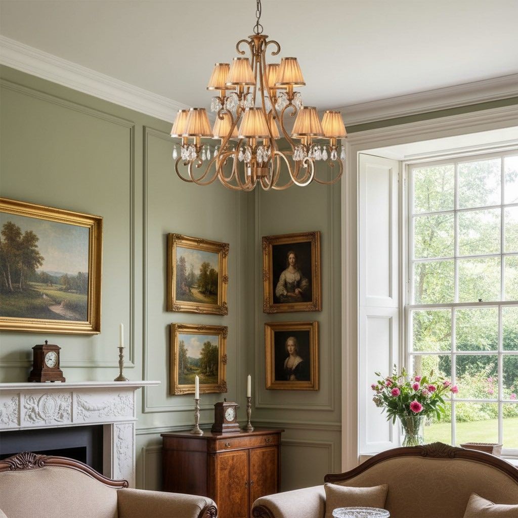 Talonis Multi-light Fabric Chandelier - Elegant Metal Curved Arms for Dining and Living K1900