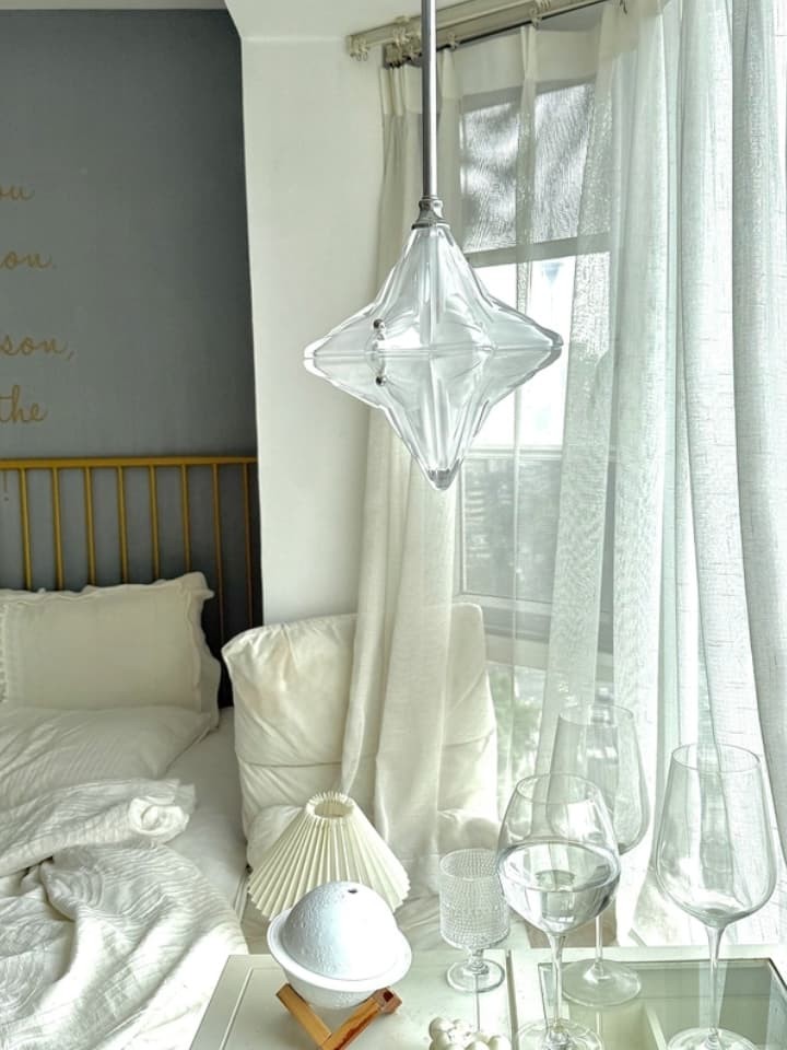 Art Deco Astris Elara Star Pendant Light - Frosted Glass Pendant with Geometric Style K1583