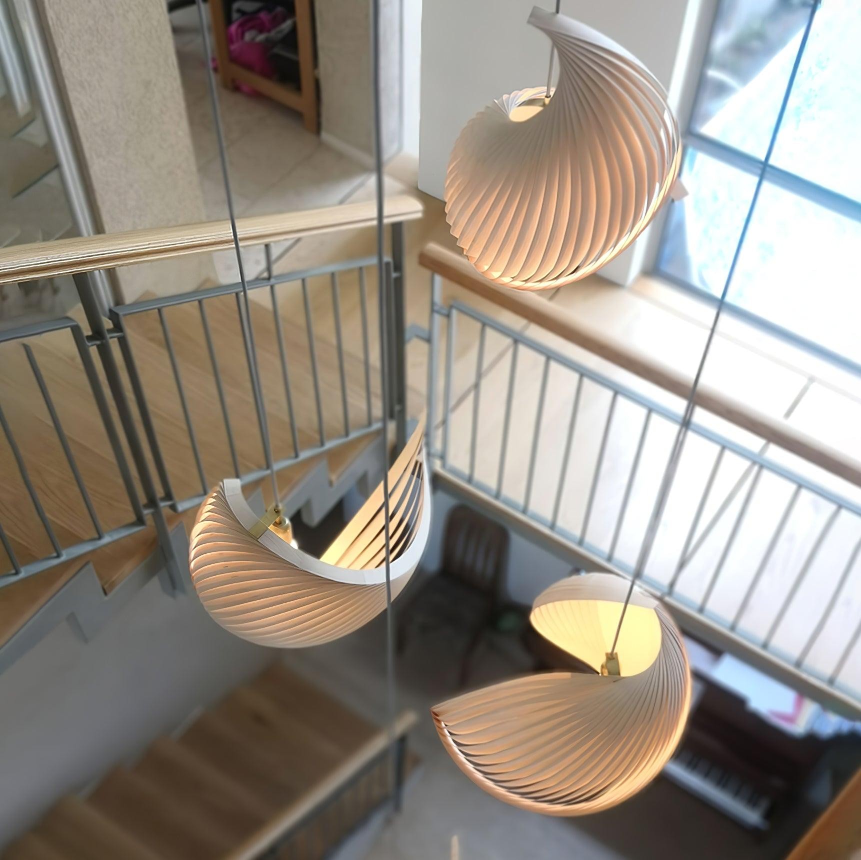 Nautilus Wing Wood Veneer Pendant Light