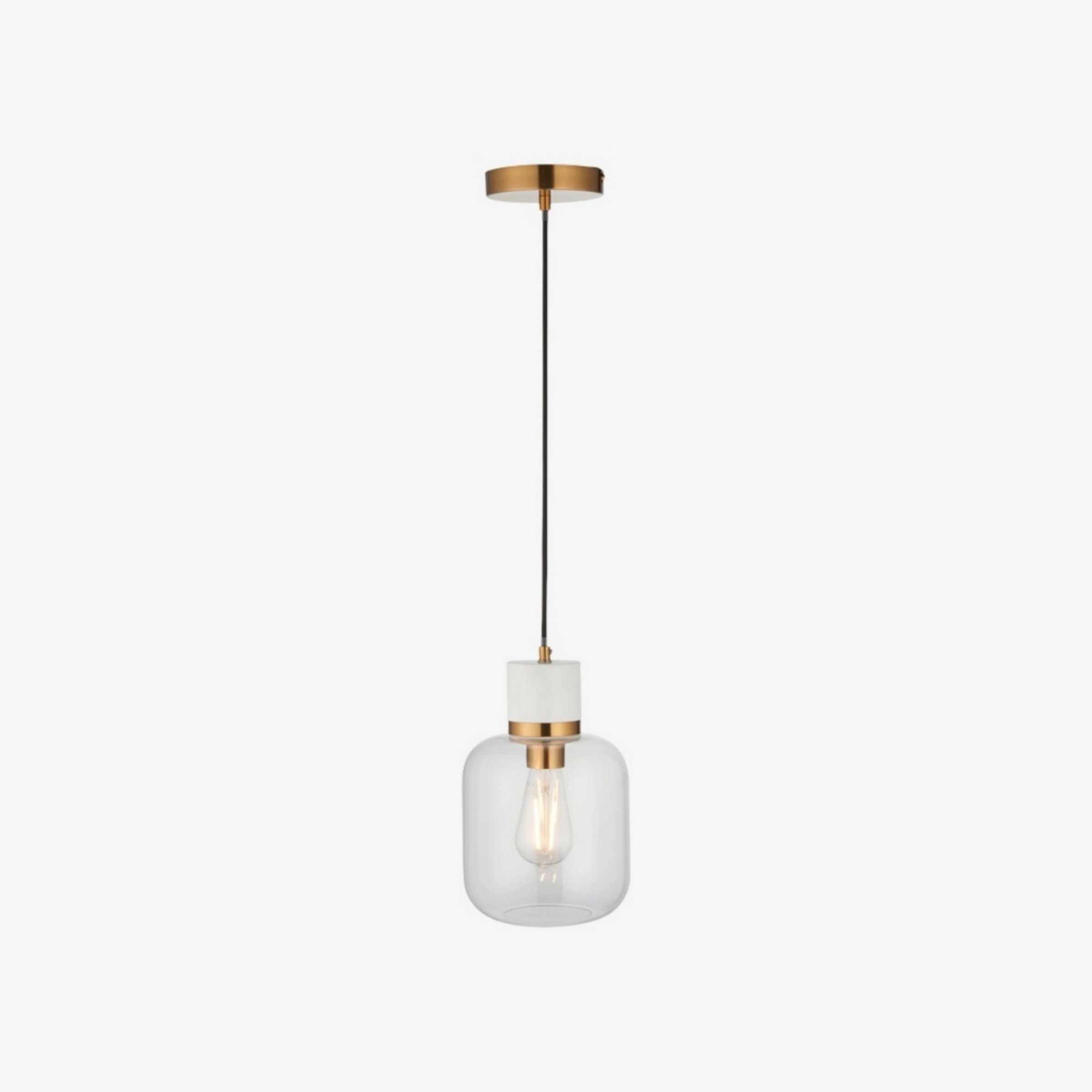 Korlisse Natural Stone and Glass Pendant Light - Stylish Lamp for Lounge or Living Room K1897