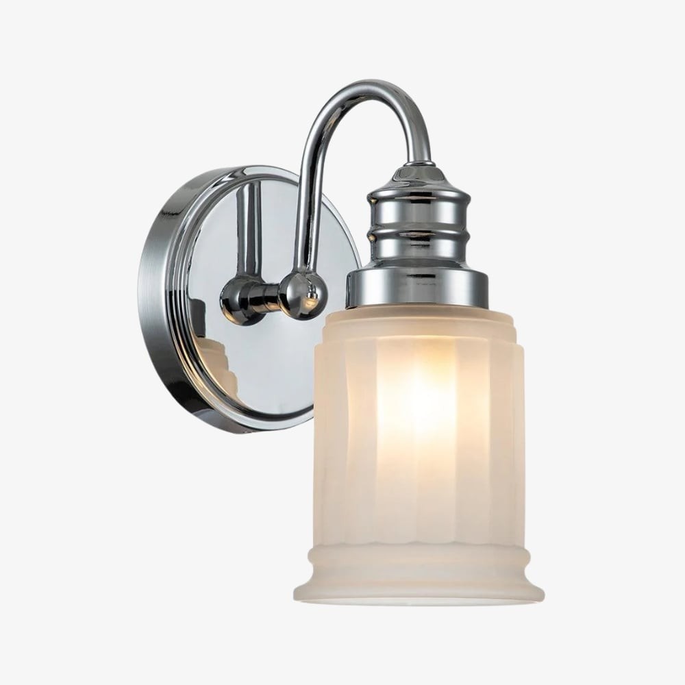 Lirra Bathroom Metal Wall Lamp with Glass Shade - Damp Rated Wall Sconce K2027