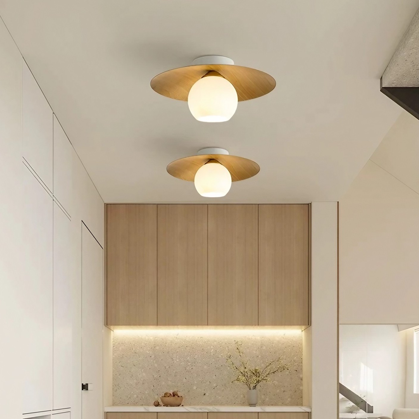 Nordic Ribbed Glass Dome Ceiling Light K170