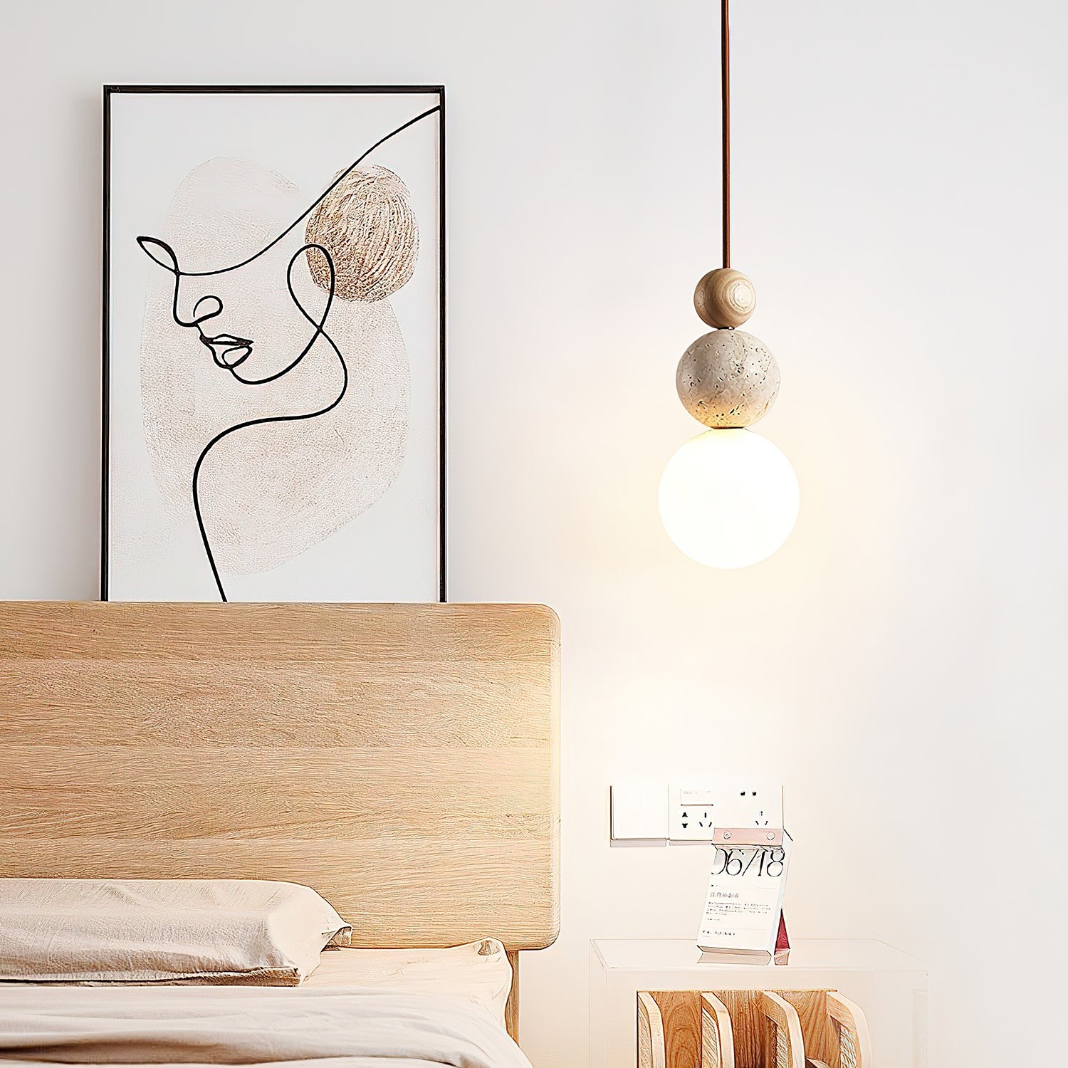 Modern Travertine Stone Globe Pendant Lamp K832