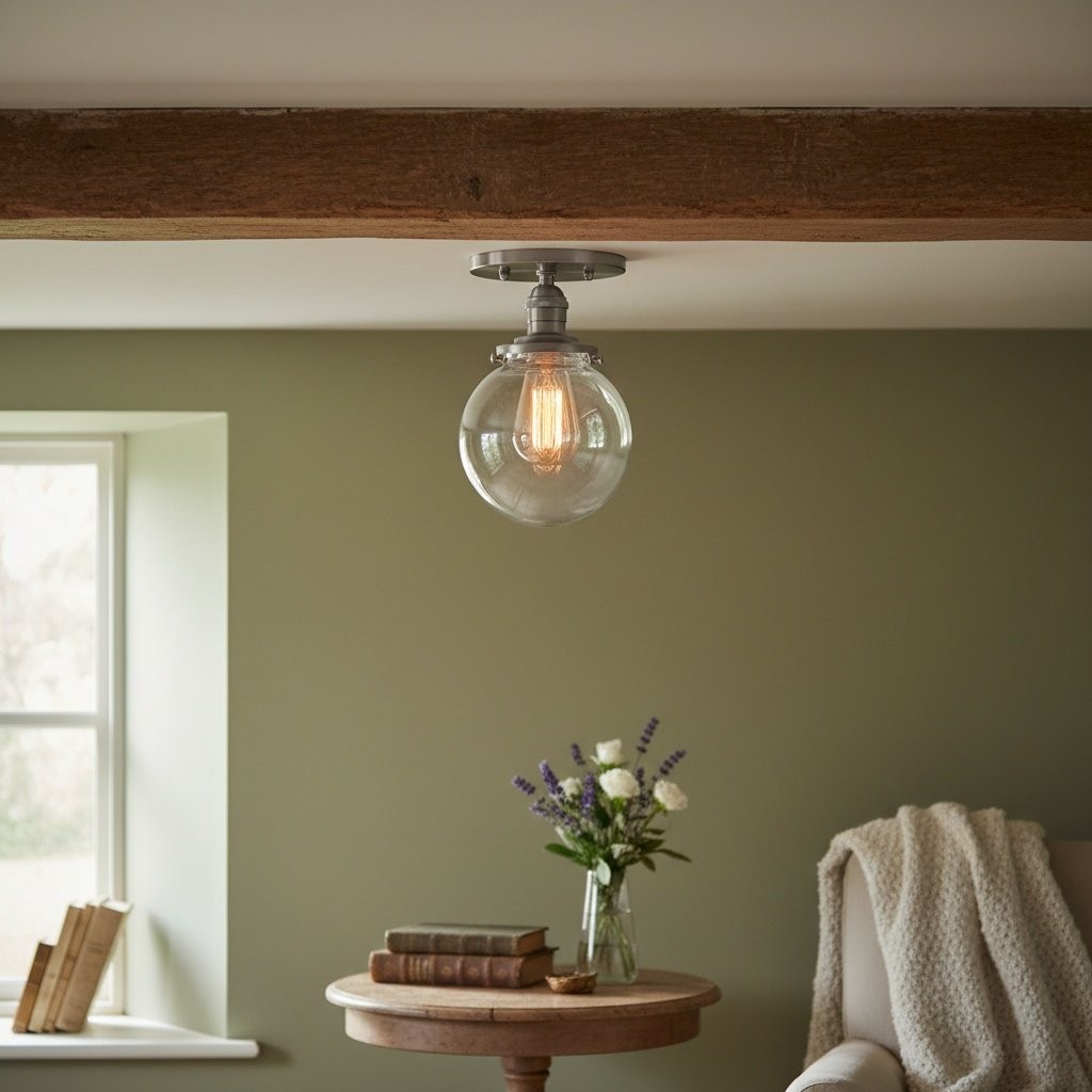 Glorica Glass Retro Globe Ceiling Light - Vintage Industrial Home Lighting K1509
