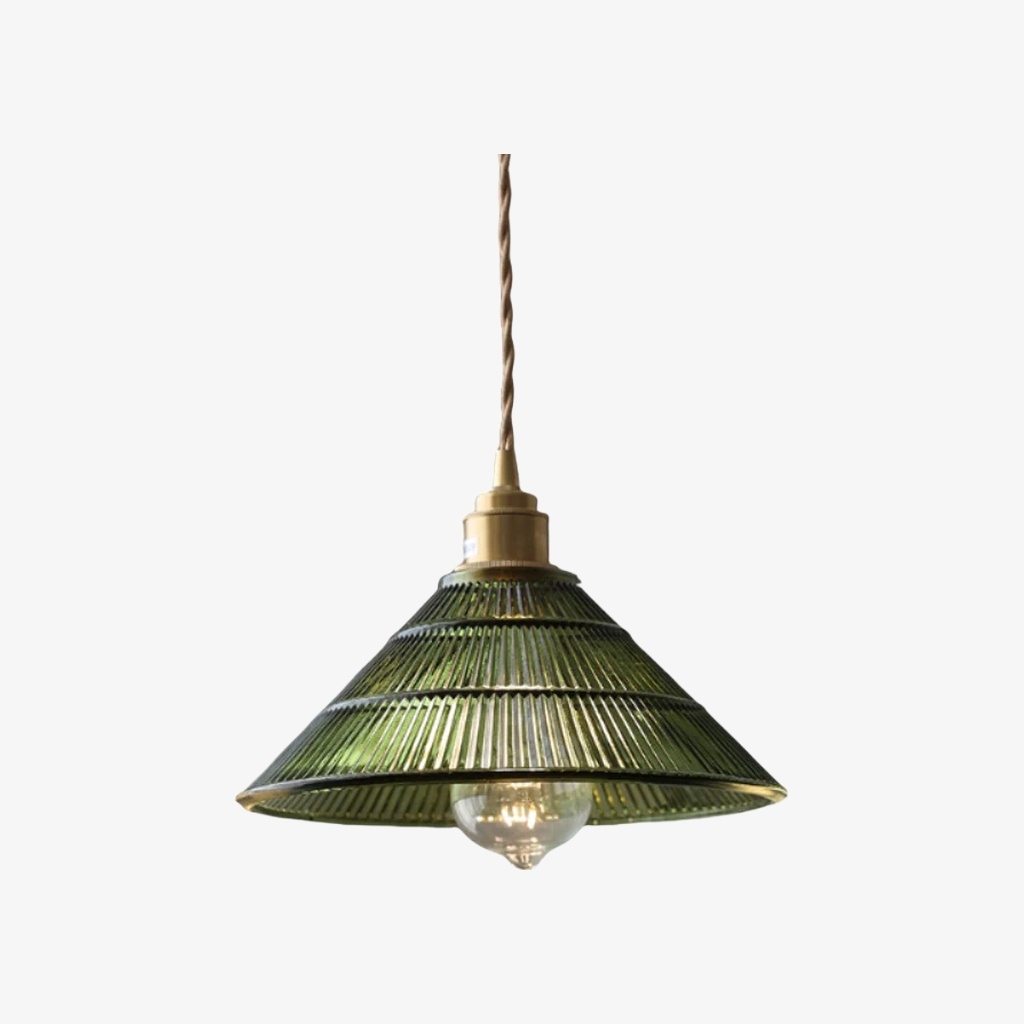 Ribilux Ribbed Pendant Light - Vintage Glass and Metal for Kitchen and Dining Room K2280