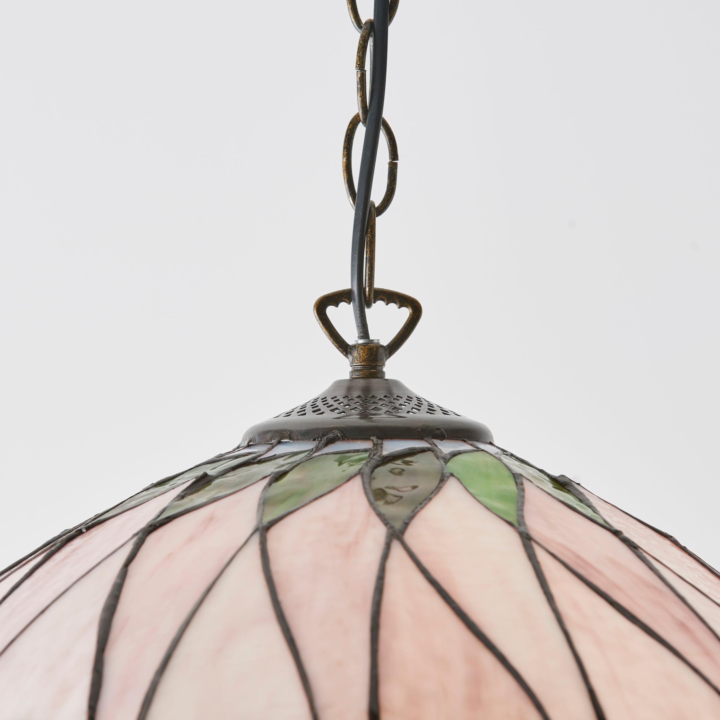 TF Hutchinson Tiffany Glass Pendant Light with Artistic Mosaic Design for Dining and Living Spaces K1924