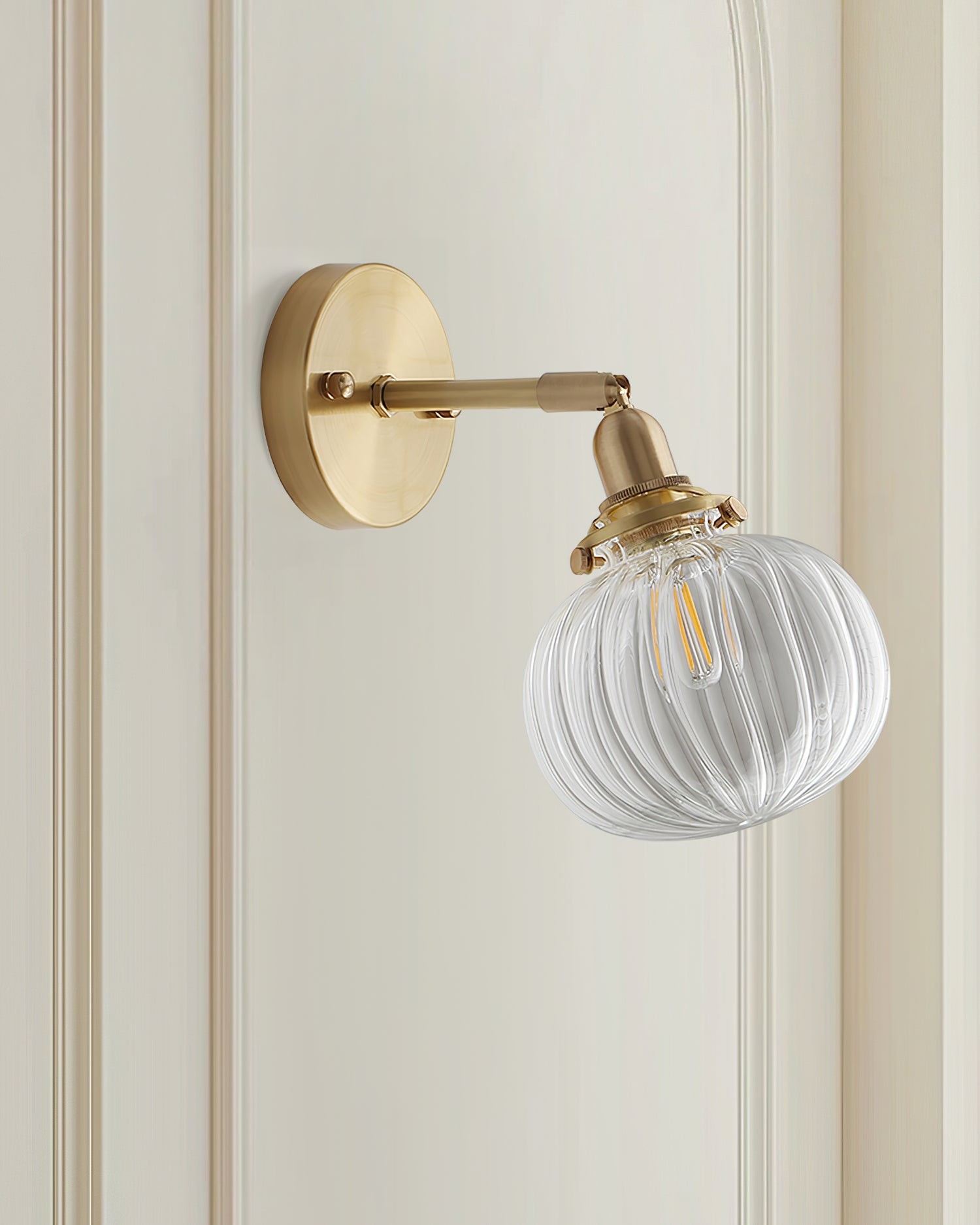 Japanese Style Vintage Brass Glass Wall Lamp K635