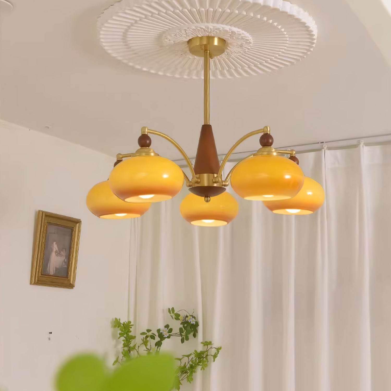 Vintage Multihead Persimmon Chandelier K623