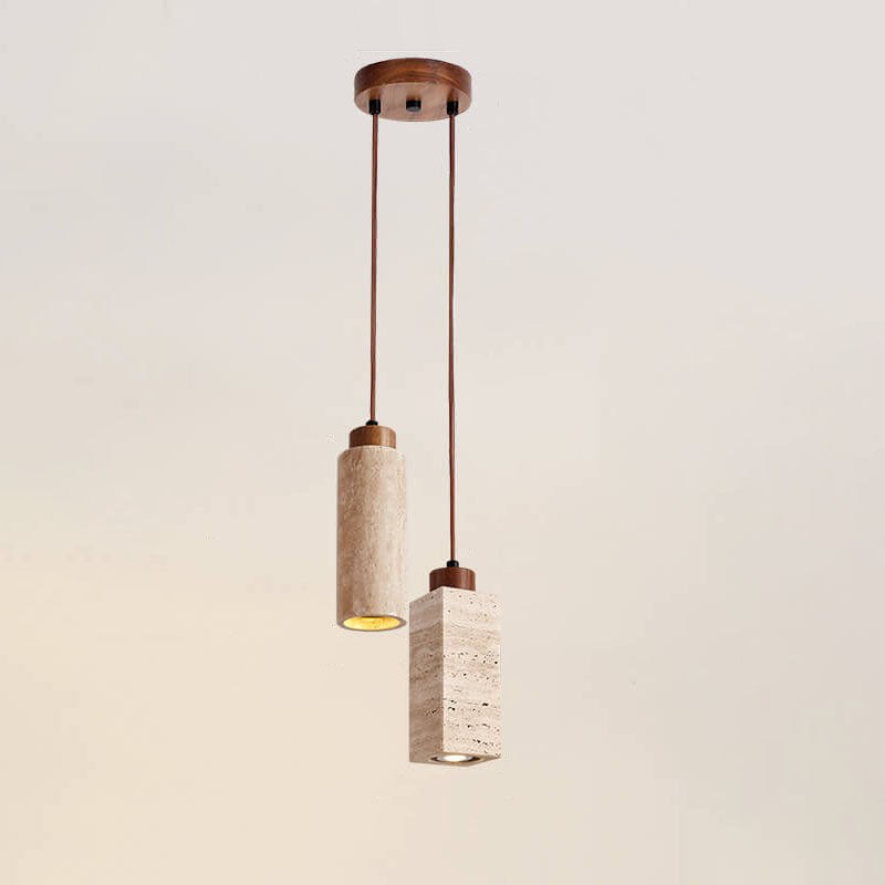 Wabi Sabi Solid Wood Stone Pendant Light K845