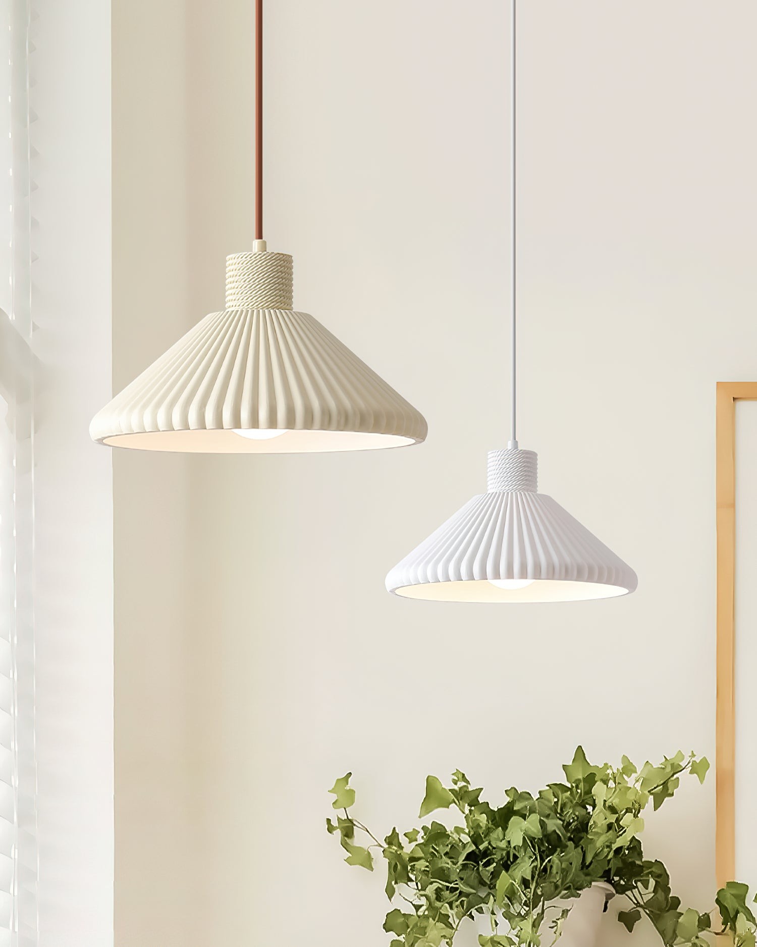 Cream Style Cone Striped Pendant Lamp K681