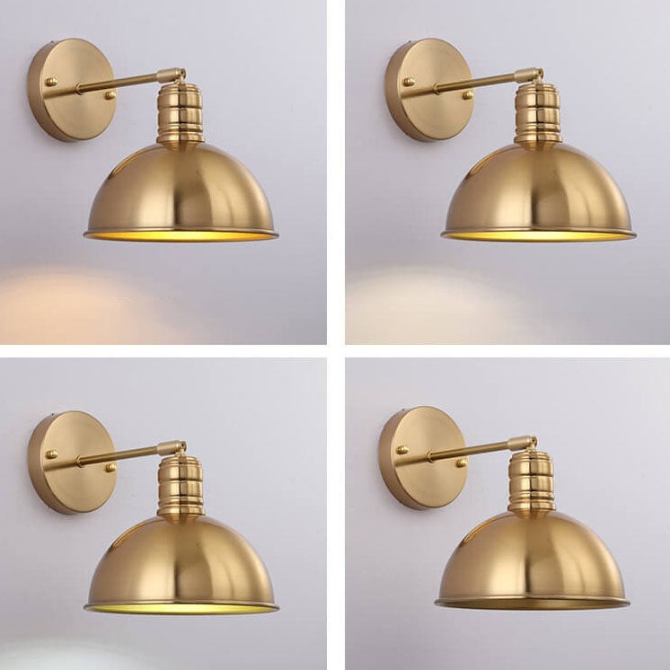 Modern Simple Iron Plated Brass Cone Round 1-Light Wall Sconce Lamp K1235