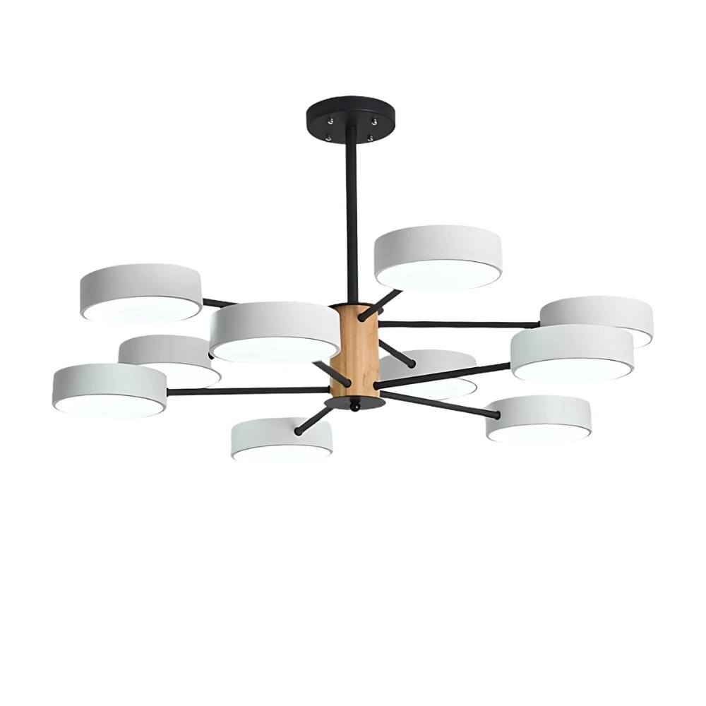 Scandinavian Branched Round Wood Chandelier K896