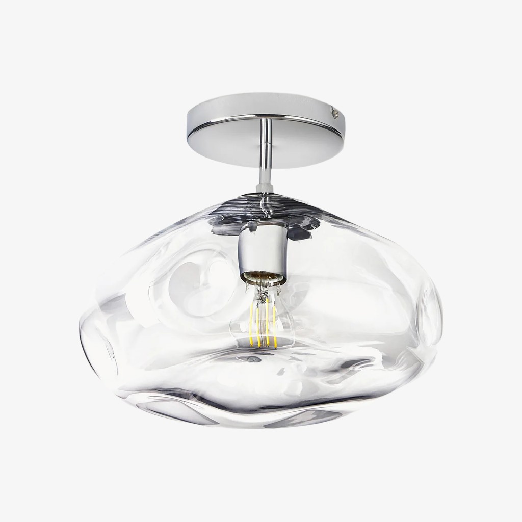 Glissora Reflective Glass Semi-Flush Ceiling Lamp - Sculptural Design, Versatile Finish for Hallways & Dining K1757
