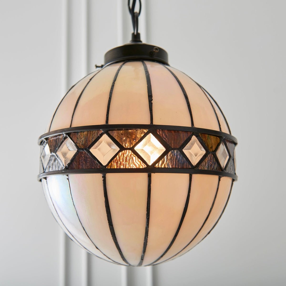 TF Fargo Tiffany Style Globe Pendant - Handcrafted Art Glass Sphere Light for Kitchen Island K2006