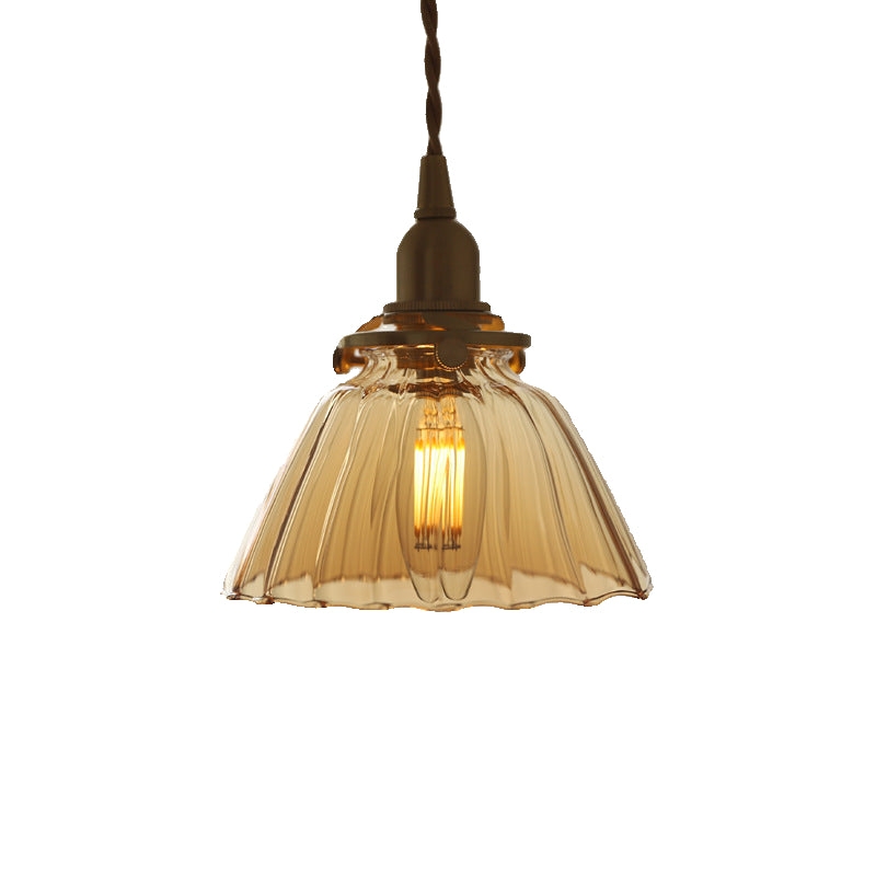 Jasmine Vintage Brass Glass Pendant Light D950