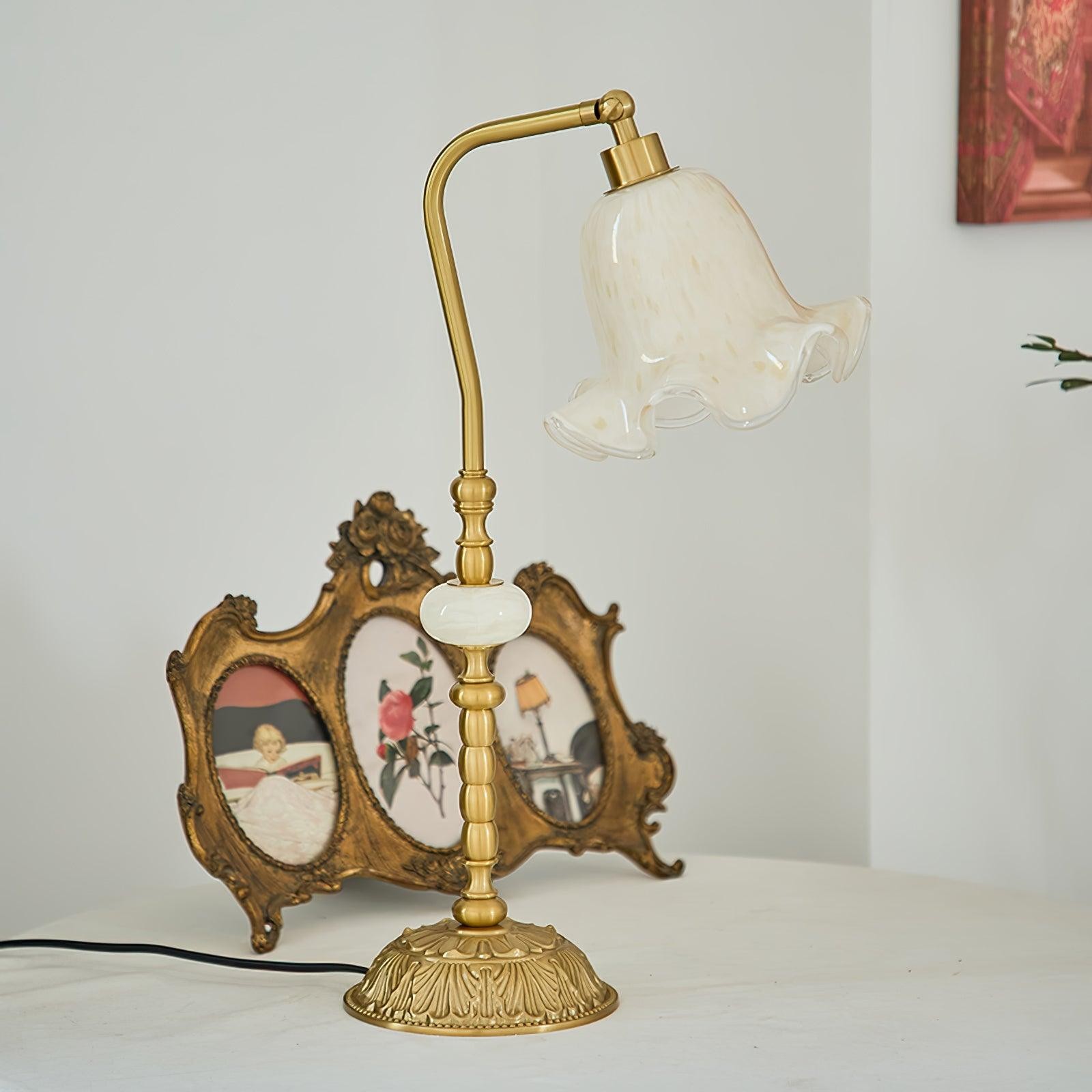 Classic Stylish White Tulip Brass Table Lamp K731