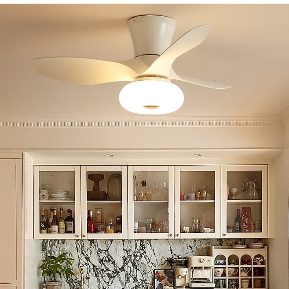 Modern Cream Quiet Led Ceiling Fan Light For Bedroom K1113