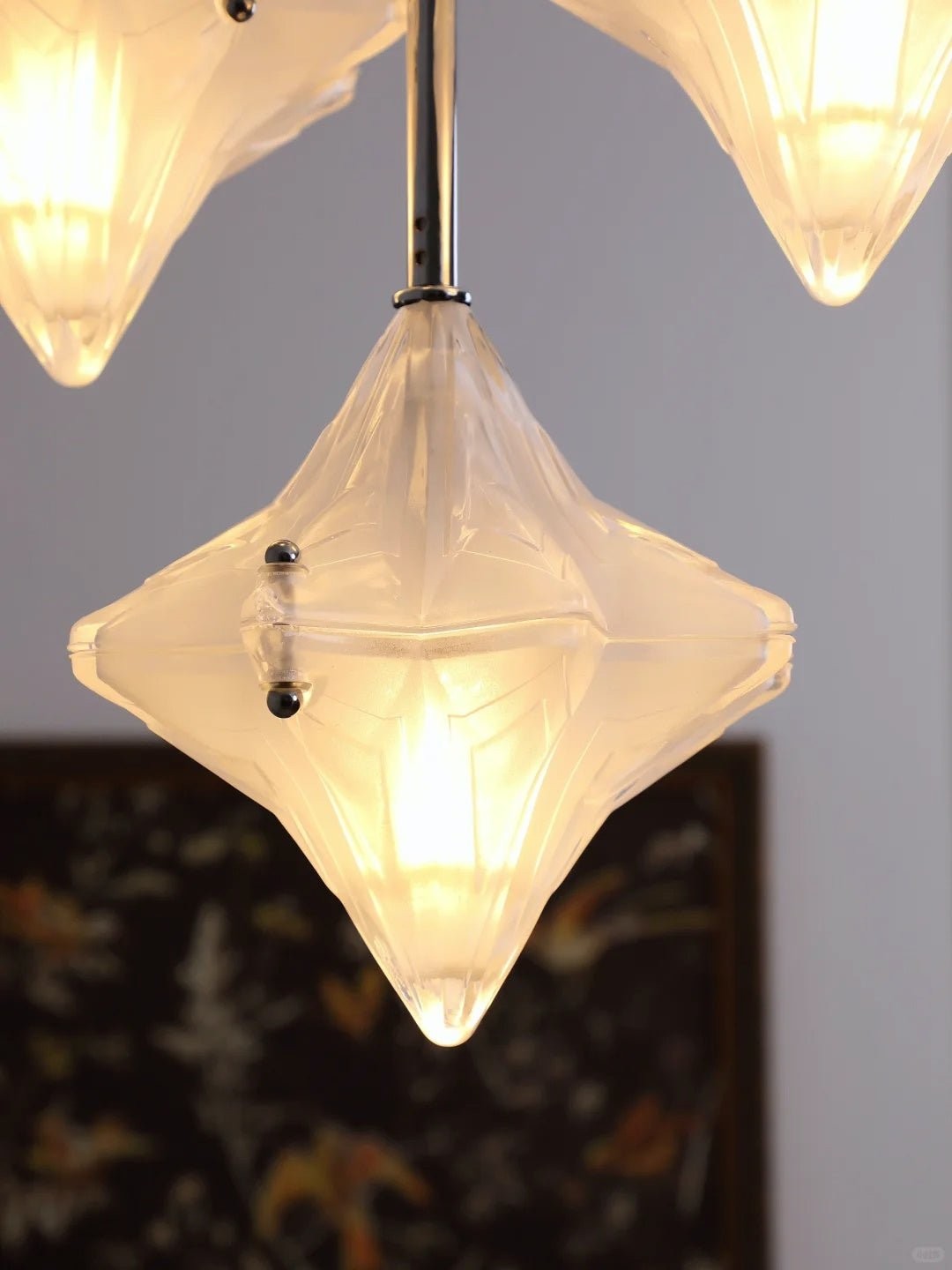 Art Deco Astris Star Chandelier - Frosted Glass Deco Fixture for Dining Room K1564