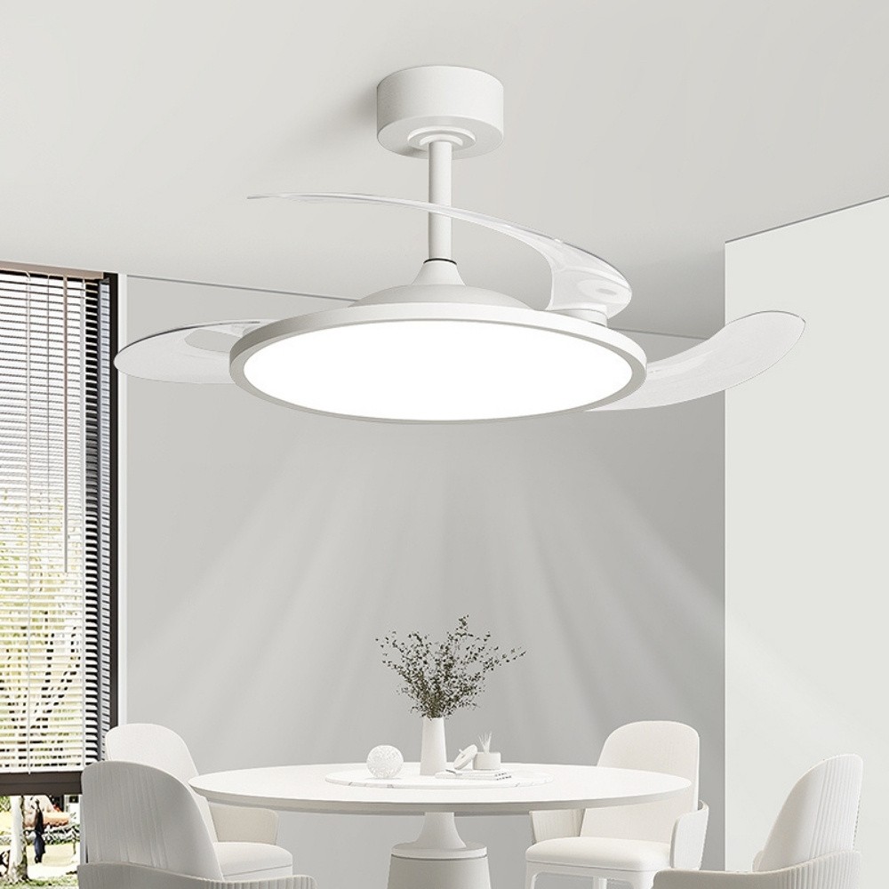 Modern White Round Led Invisible Ceiling Fan Light K1106