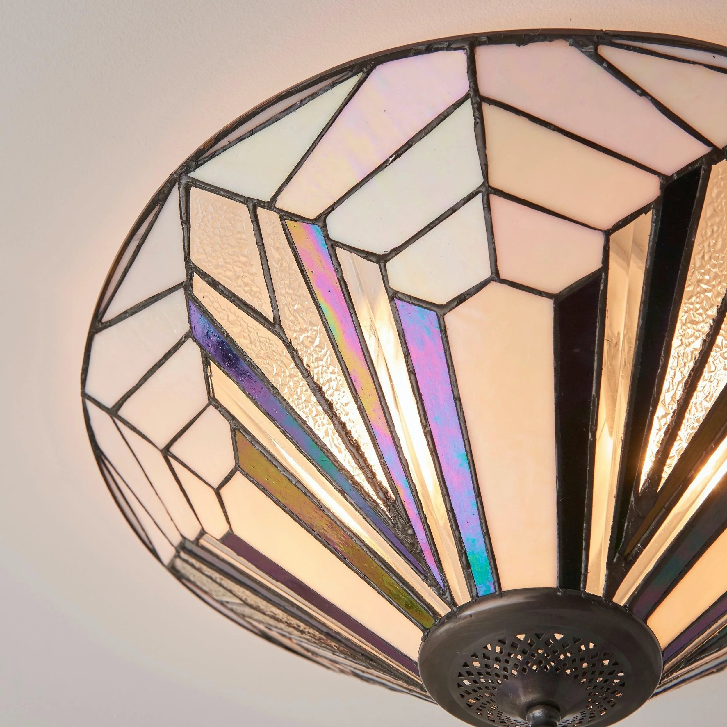 TiffStar Art Glass Ceiling Light - Vintage Style Flush Mount for Living Room K1786