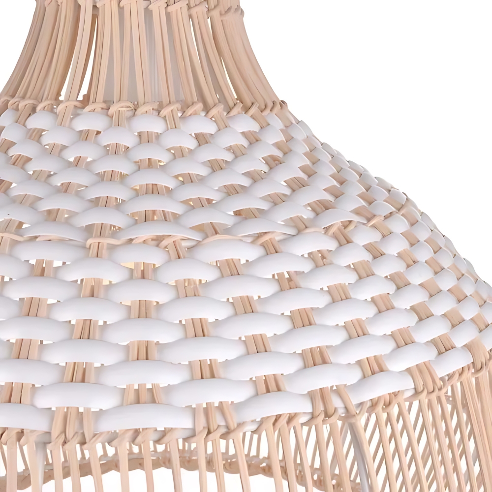 Breezy White Elegance Natural Rattan Pendant Light D842