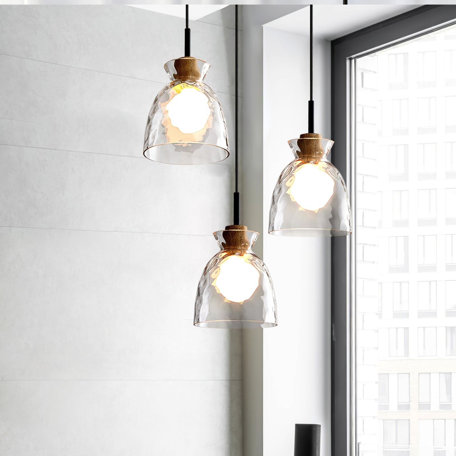 Wavy Glass Pendant Light - Ripple Glass Pendant Light for Dining Room K610